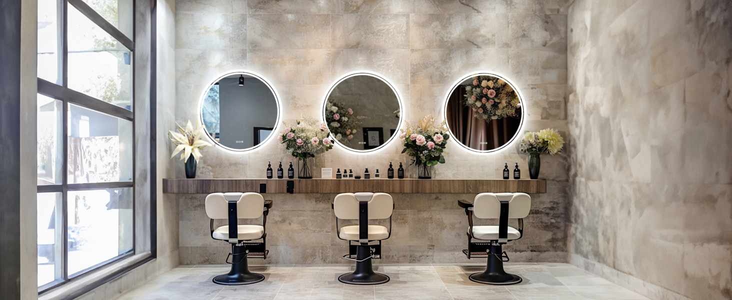 Дзеркало для ванної кімнати LUVODI кругле з підсвічуванням: LED дзеркало 60 см з регульованою яскравістю, 3 кольори світла, сенсорне управління, запобігання запотіванню, енергозбереження, для ванної кімнати, гостьового туалету