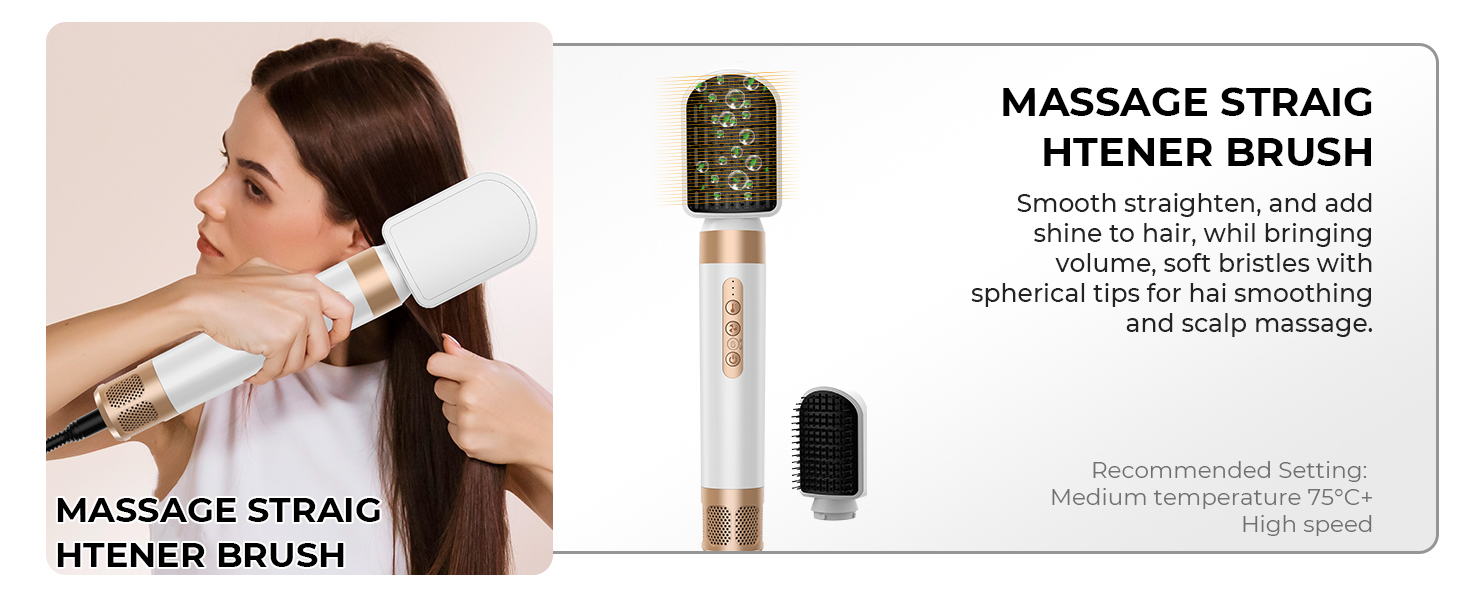 Mogawave Airstyler Pro 1000W – 5-в-1 Фен-щітка, Стайлер для волосся з негативними іонами (біло-сірий)