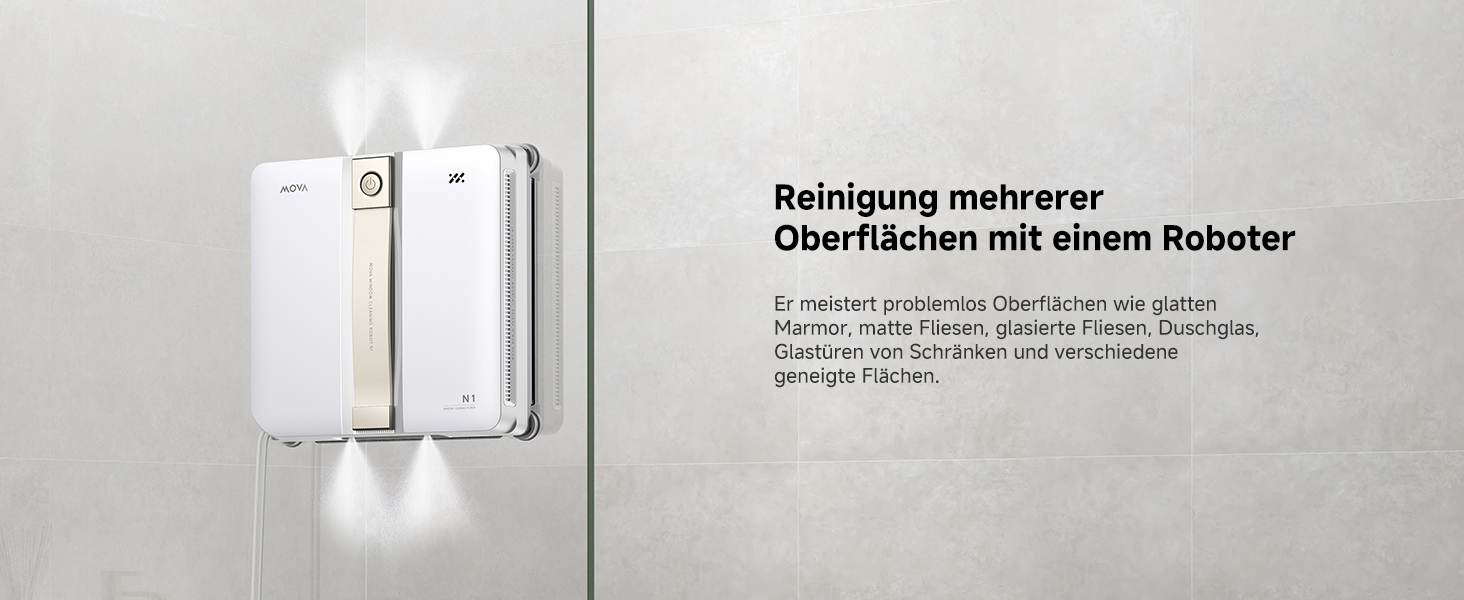 Робот для миття вікон MOVA N1, компактний, система подвійного розпилення, 8000 Па, безпечний, інтелектуальна навігація, повне покриття, все в одному