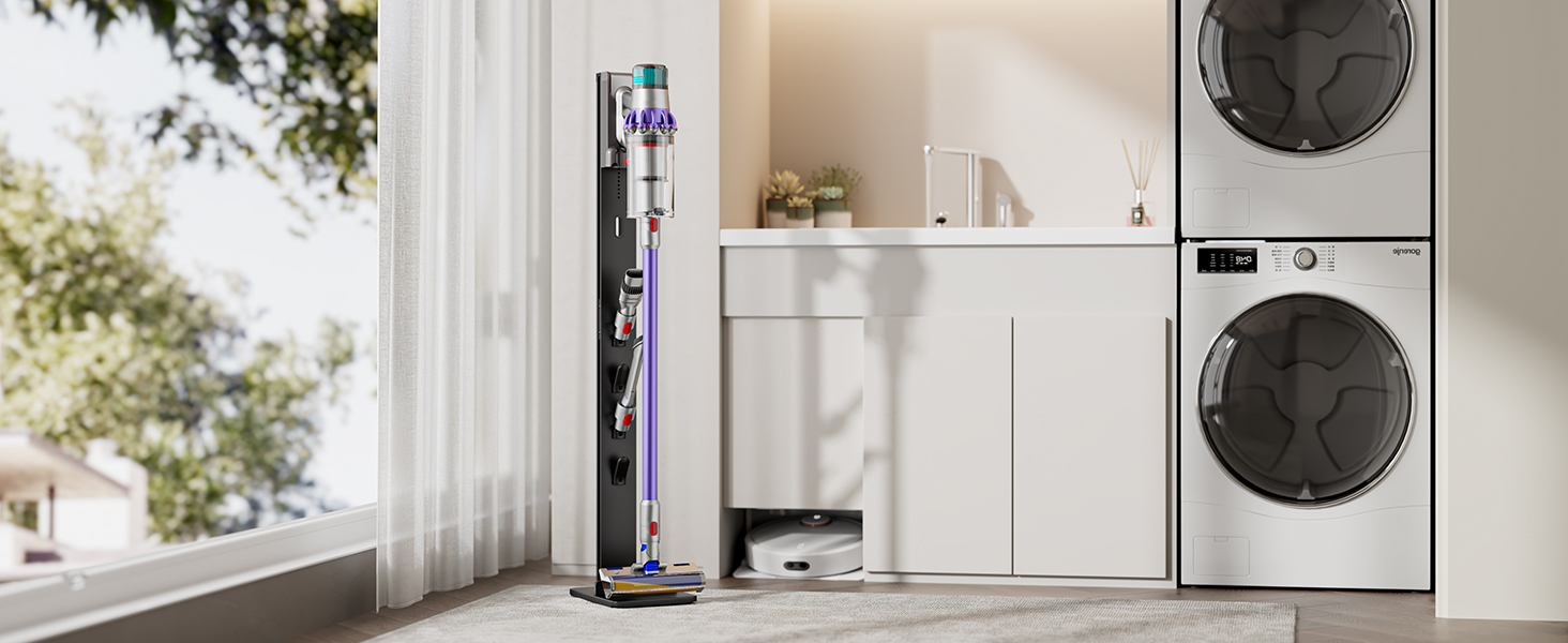 Підставка для акумуляторного пилососа Dyson з 4 гаками та 4 полицями, сумісна з Dyson Gen5, V15, V12, V11, V10, V8, V7, V6 – без свердління, для зберігання пилососа та аксесуарів