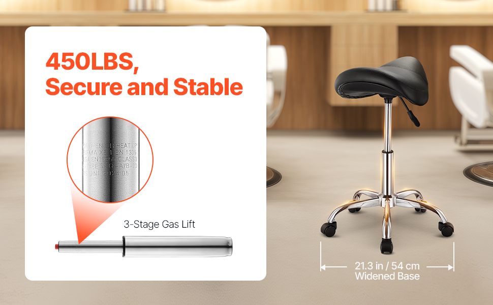 Сідло-стілець VEVOR для стоматологів, салонів, лабораторій. Регульована висота 460-605 мм, вантажопідйомність 181 кг, розмір 54x54x71 см