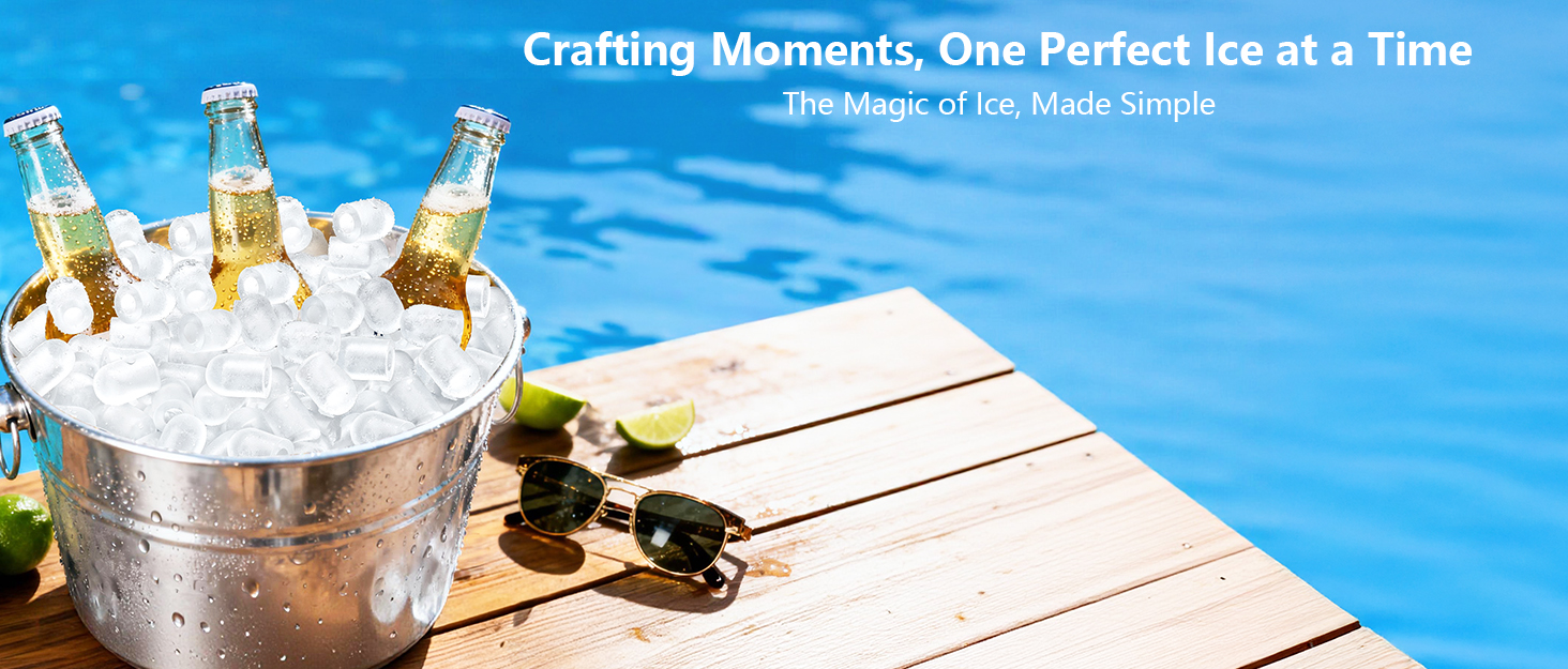 Льодогенератор портативний Klein Ice Maker 12 кг/24год, швидке виробництво льоду (8 кубиків за 6 хв), 2 розміри кубиків, самоочищення для дому, кухні, кемпінгу, вечірок