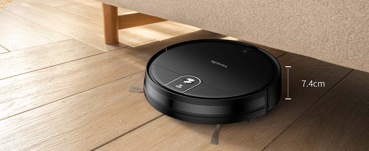 Робот-пилосос VersLife L6 з функцією миття, 4000Pa, керування через додаток, Alexa, до 120 хвилин роботи, ультратонкий дизайн, для видалення шерсті тварин, килимів та твердих підлог, чорний