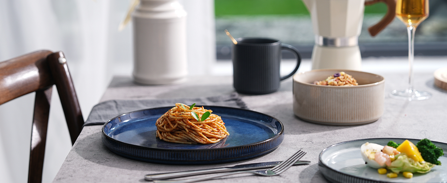 Набір тарілок Star 12 предметів для 4 осіб, керамічний посуд, стійкий до подряпин, для мікрохвильової печі та посудомийної машини, білий капучино