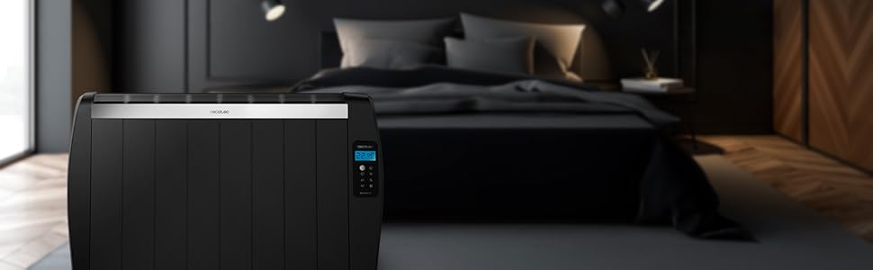 Електричний конвектор Cecotec ReadyWarm 2500 Thermal: 1800 Вт, алюміній, LCD, 3 режими, таймер, Slim, захист Overprotect, білий (8 елементів, чорний)