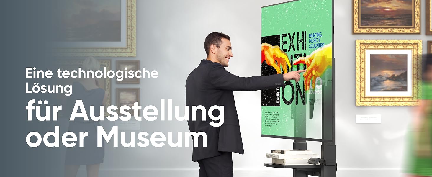 ONKRON Телевізійна тумба на колесах для телевізорів 50-100 дюймів, електрична, з підйомом, max 130 кг, VESA 1000x600, чорна TS1991E-B