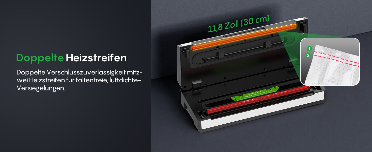 Вакууматор FRESKO Automax V2, автоматичний вакууматор для продуктів 140 Вт, подвійний гарячий шов, режими «сухий/вологий», чорний