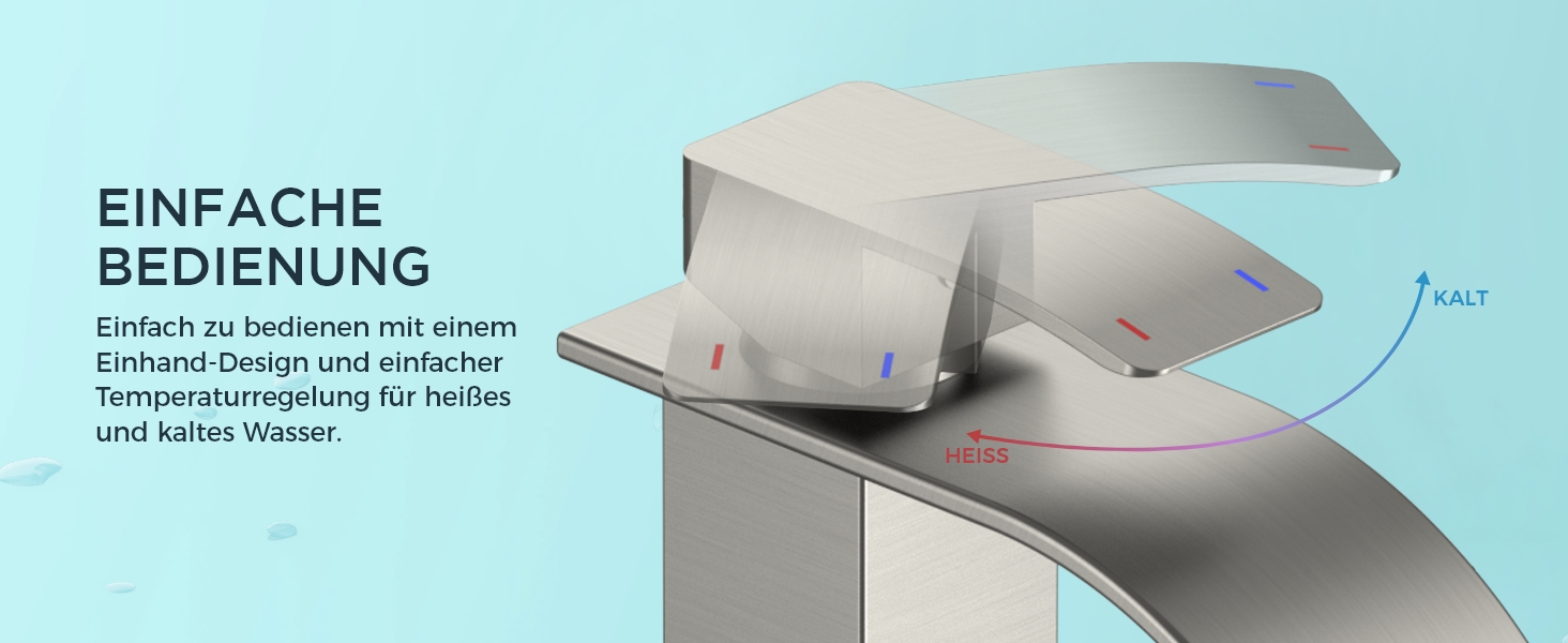 Змішувач для ванної кімнати Forious, водоспад, одноручний, хром, висота виливу 80 мм, економія води та енергії