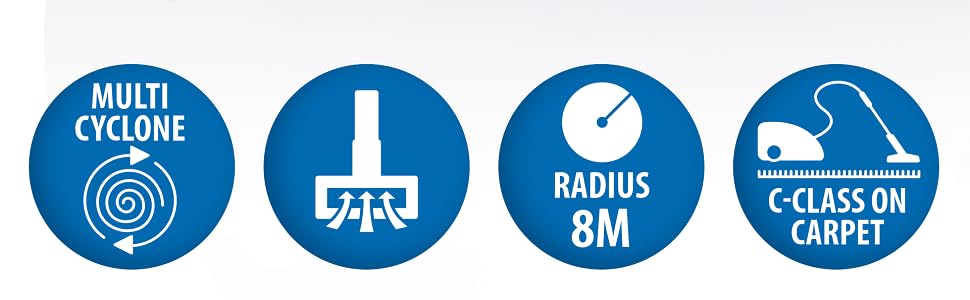 Підлоговий пилосос Tristar мультициклонна система з фільтром HEPA без мішка, 75 дБ, довжина кабелю 6 м, 700 Вт - з багатофункціональною щіткою для підлоги, SZ-3135, чорний, зелений