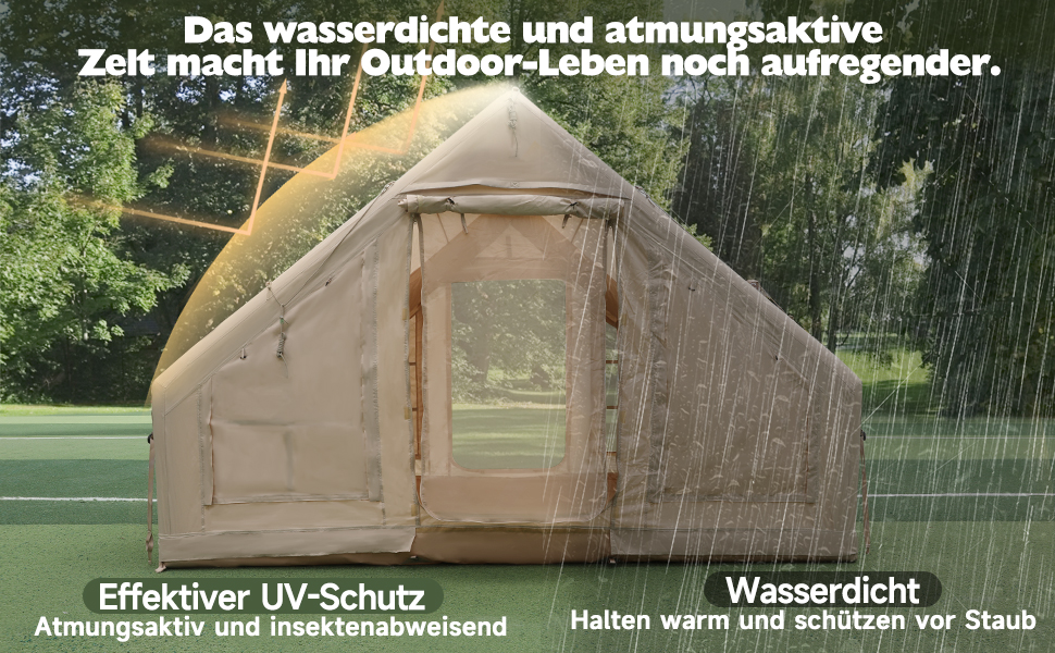 Надувний кемпінговий намет для 2-8 осіб 4 сезони Oxford, з повітряним насосом, швидке встановлення, водонепроникний, з отвором для димаря 300x210x200 см