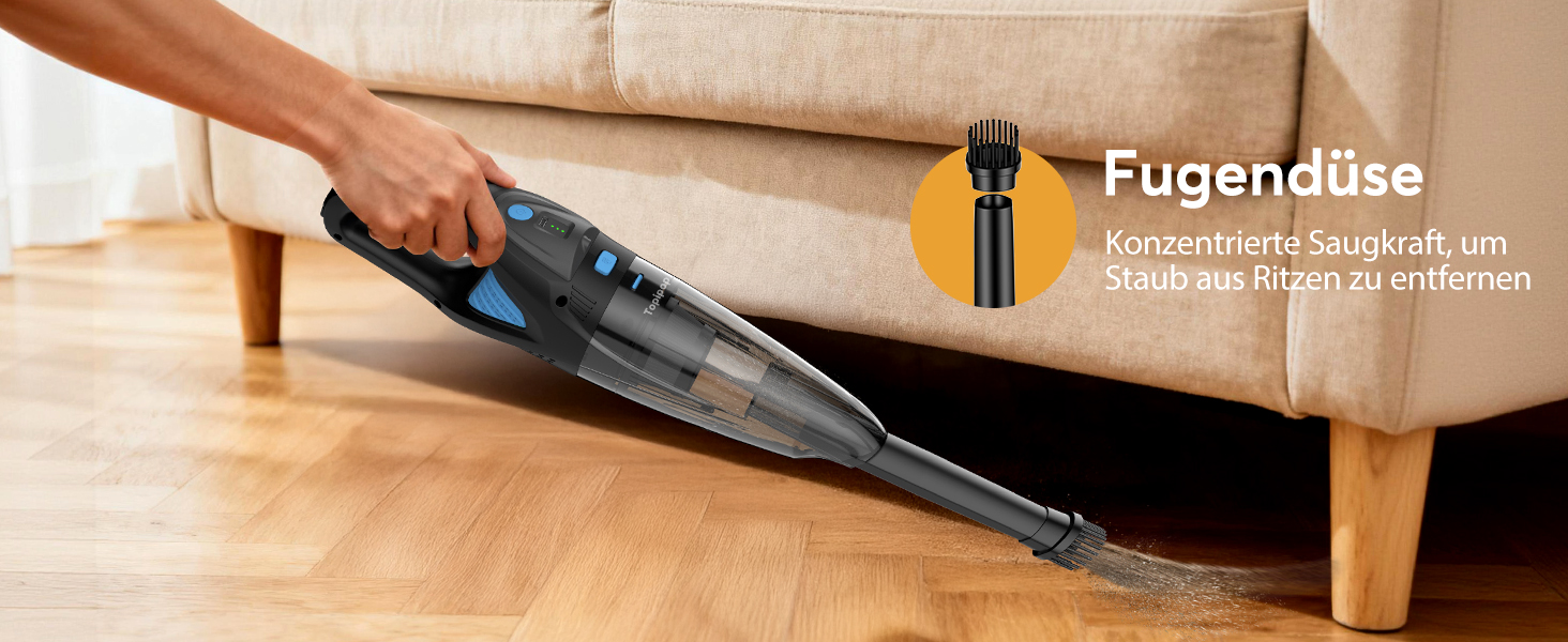 Акумуляторний ручний пилосос для авто та дому, потужність 25000Па, бездротовий з HEPA-фільтром та набором насадок, для шерсті тварин та килимів (Чорний)