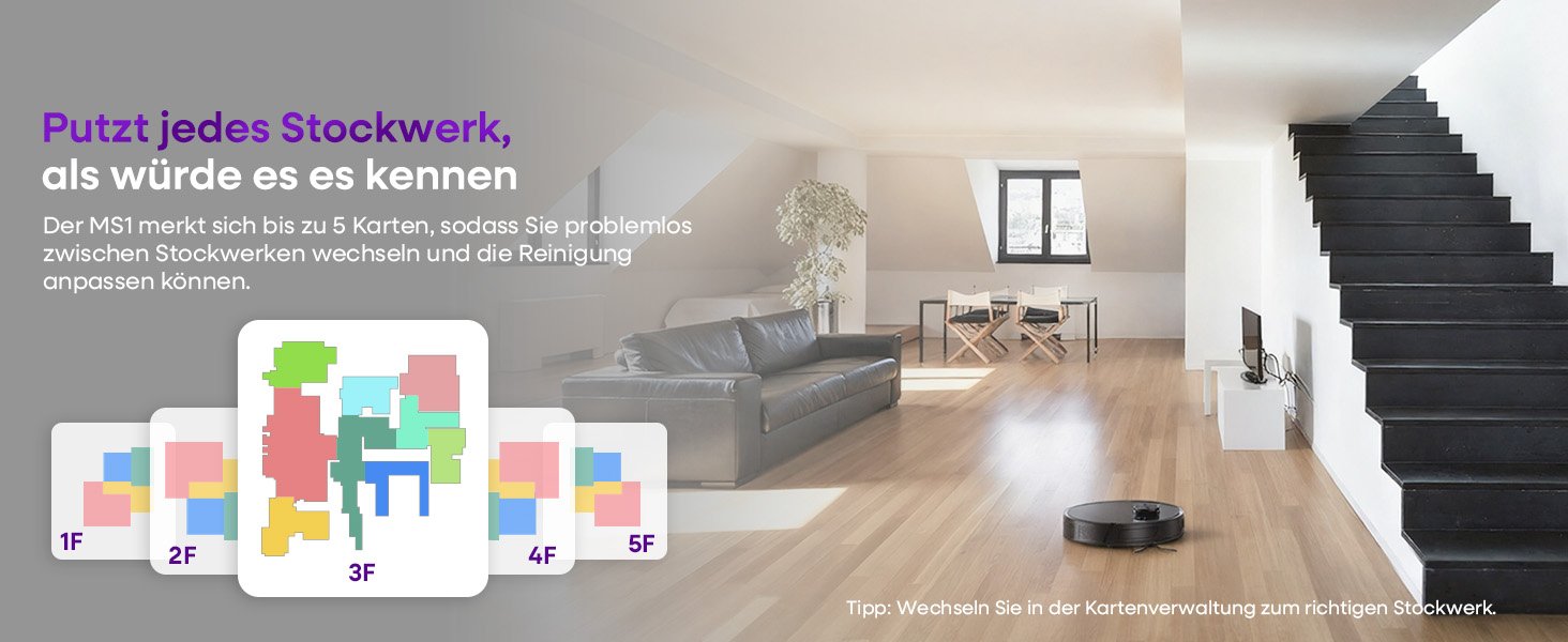 Робот-пилосос MONSGA з функцією миття, 5000Pa, час роботи 180 хв, система захисту від ковтунів, LiDAR навігація, для килимів та шерсті тварин, керування через додаток та пульт (чорний)