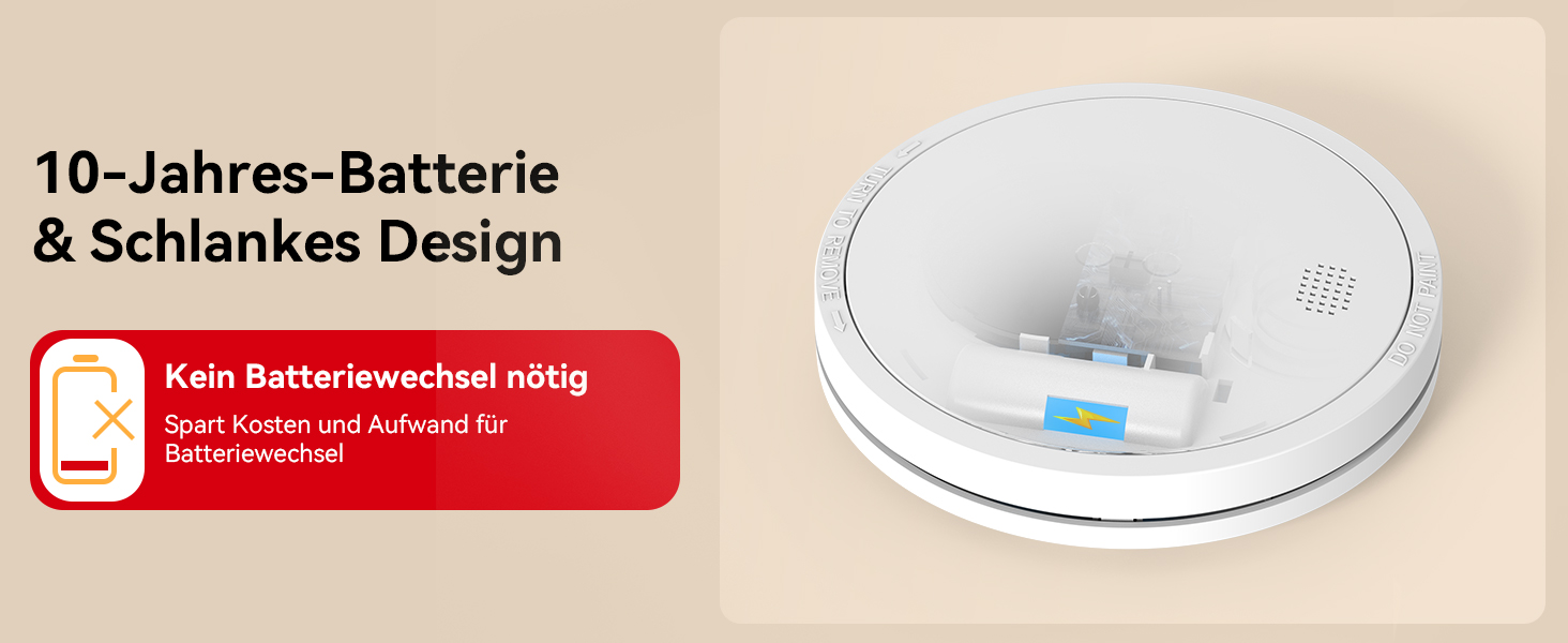 Датчик диму Rauchmelder з батареєю на 10 років, магнітне кріплення, EN14604, радіо, 85dB, без свердління, набір 6 шт.