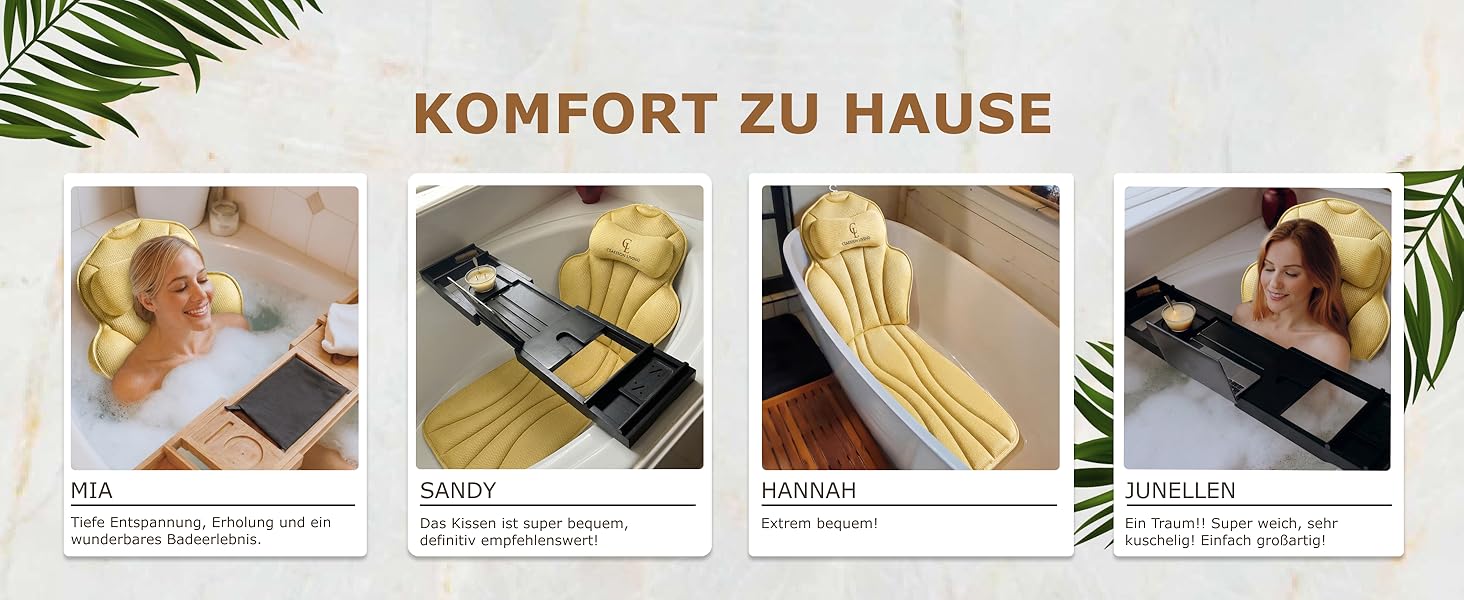 Подушка для ванни повне тіло (152x56 см) з підголівником (11 см) - підтримка шиї, спини та ніг - бежева. З сумкою для прання та подорожей, гачком для сушіння.