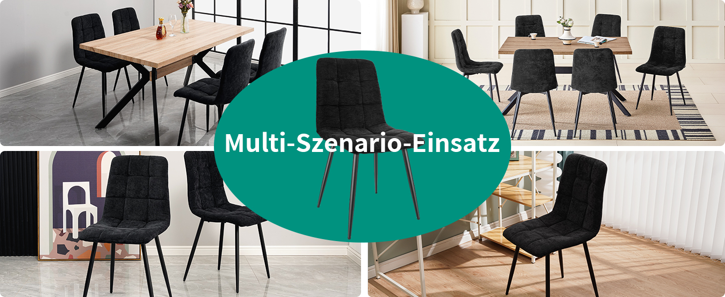 Набір обідніх стільців, 6 шт., з м'яким сидінням, з льонової тканини та чорними металевими ніжками, смугастий дизайн, для вітальні, кухні, спальні, ресепшн