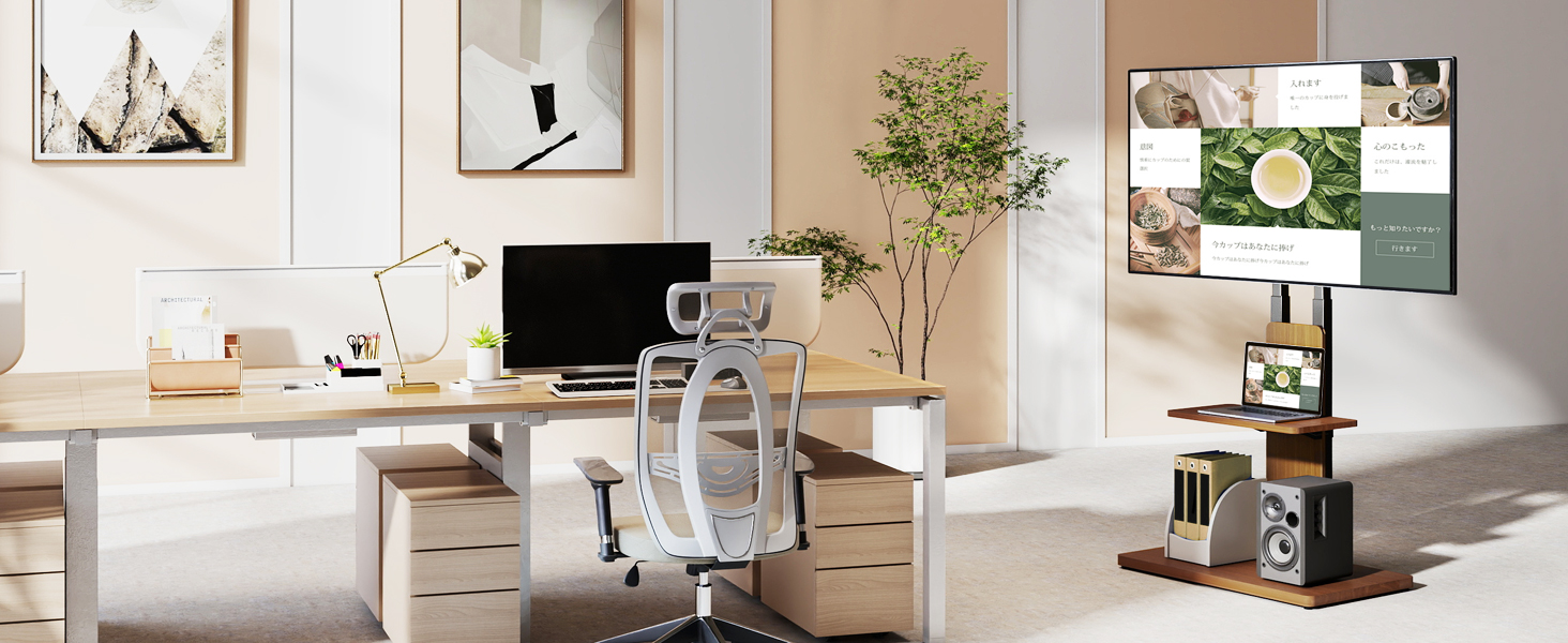 Підставка для телевізора TVON: мобільна, з регулюванням висоти, для 32-70 дюймів, до 45 кг, VESA 400x400 мм