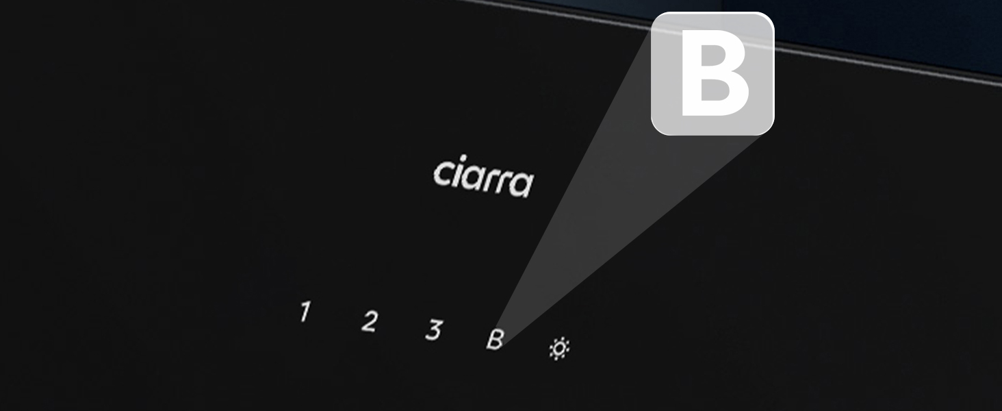 Похила витяжка для кухні CIARRA CBCB6736C 60 см, чорна, LED-підсвітка, потужність 370 м³/год, рівень шуму 57 дБ, режими відведення та рециркуляції