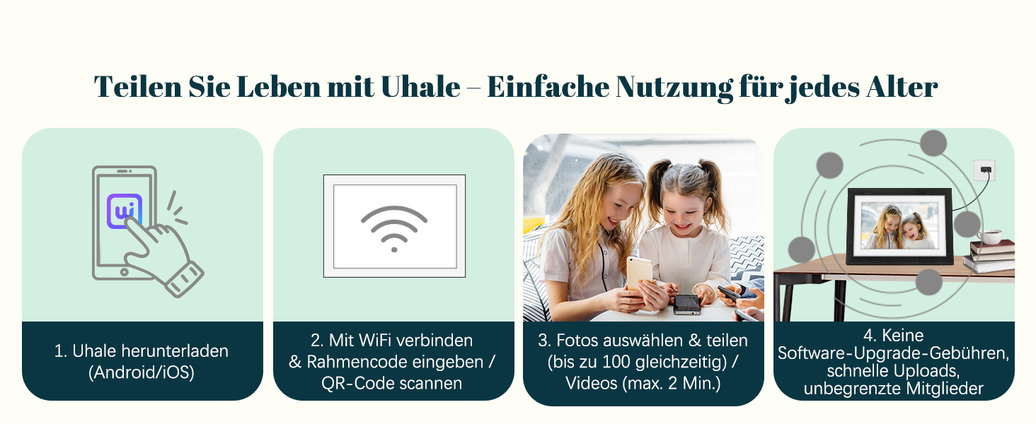 Цифровий фоторамка Eptusmey 10.1 дюйма з Wi-Fi, корпус з дуба, 32GB, IPS Touchscreen, підтримка Uhale APP, для подарунків, білий дуб