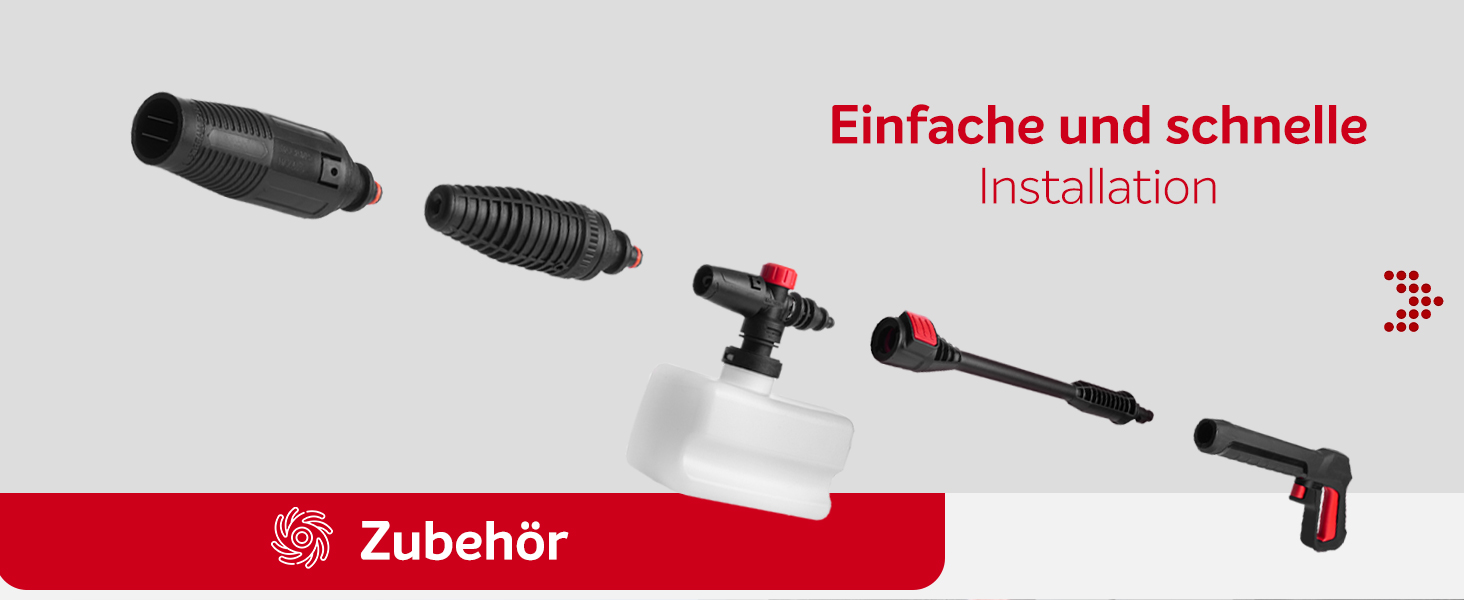 Високотискний мийник LEHMANN Hudson з алюмінієвим насосом, 1800 Вт, макс. 220 бар, продуктивність 450 л/год, комплектація: щітка для тераси, піногенератор, щітка для дисків, ідеальний для миття автомобілів