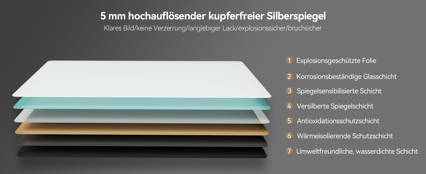Дзеркало для ванної кімнати зі світлодіодним підсвічуванням 70x50 см, LED Smart дзеркало, антизапар, 3 кольори, регулювання яскравості, горизонтальне/вертикальне кріплення