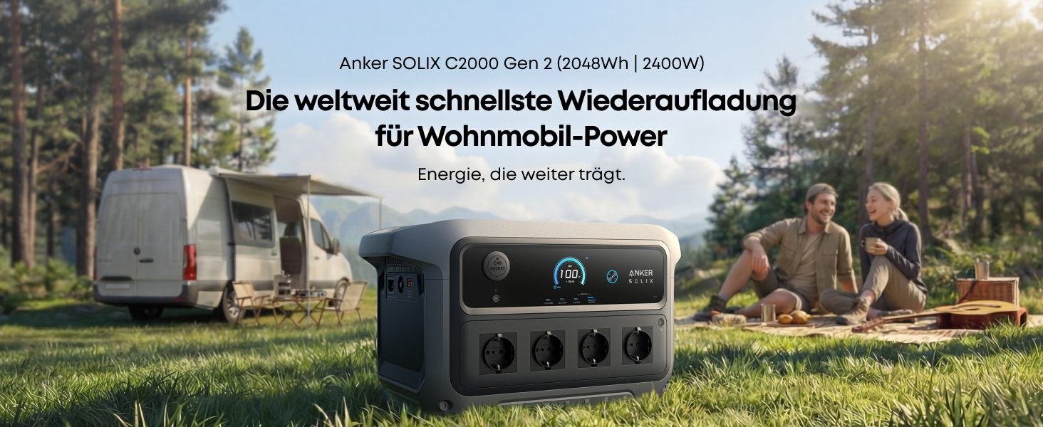 Портативна зарядна станція Anker SOLIX C2000 Gen 2 2048Вт·год, 2400Вт (пік 4000Вт) LiFePO4 сонячний генератор для кемпінгу та дому