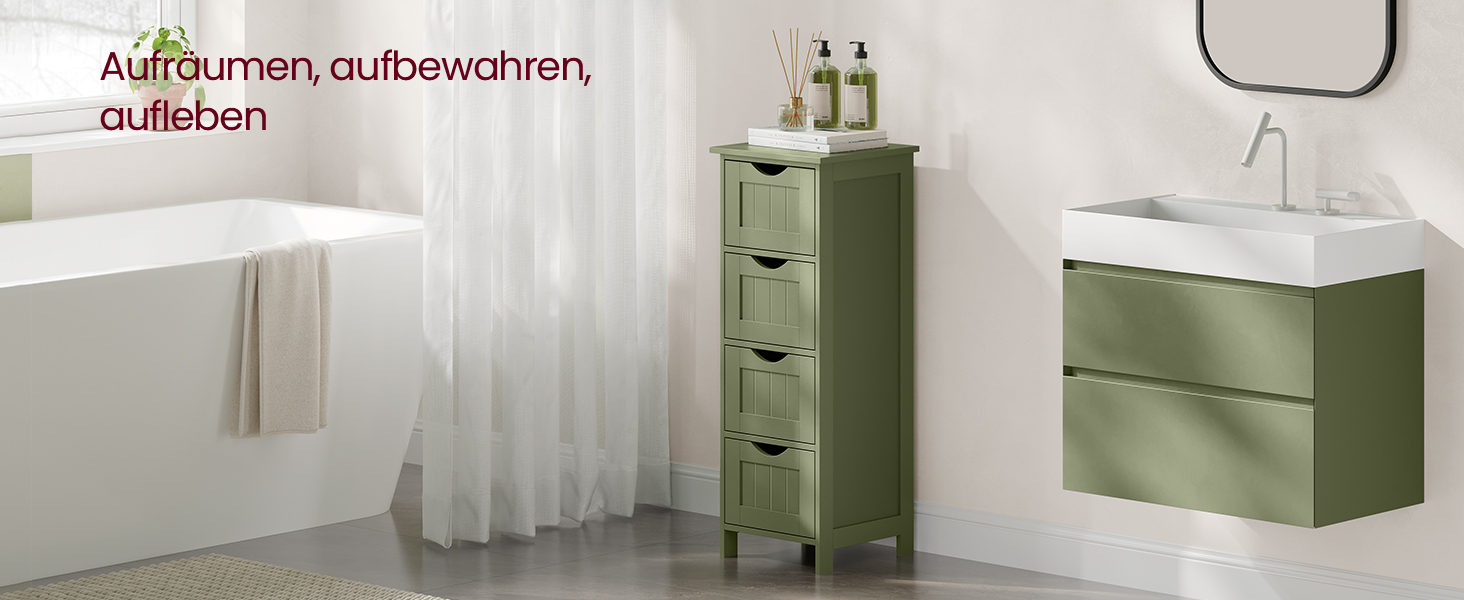 Шафка для ванної кімнати VASAGLE з 4 висувними ящиками, 30 x 30 x 82 см, білий колір, для ванної, вітальні, кухні, їдальні