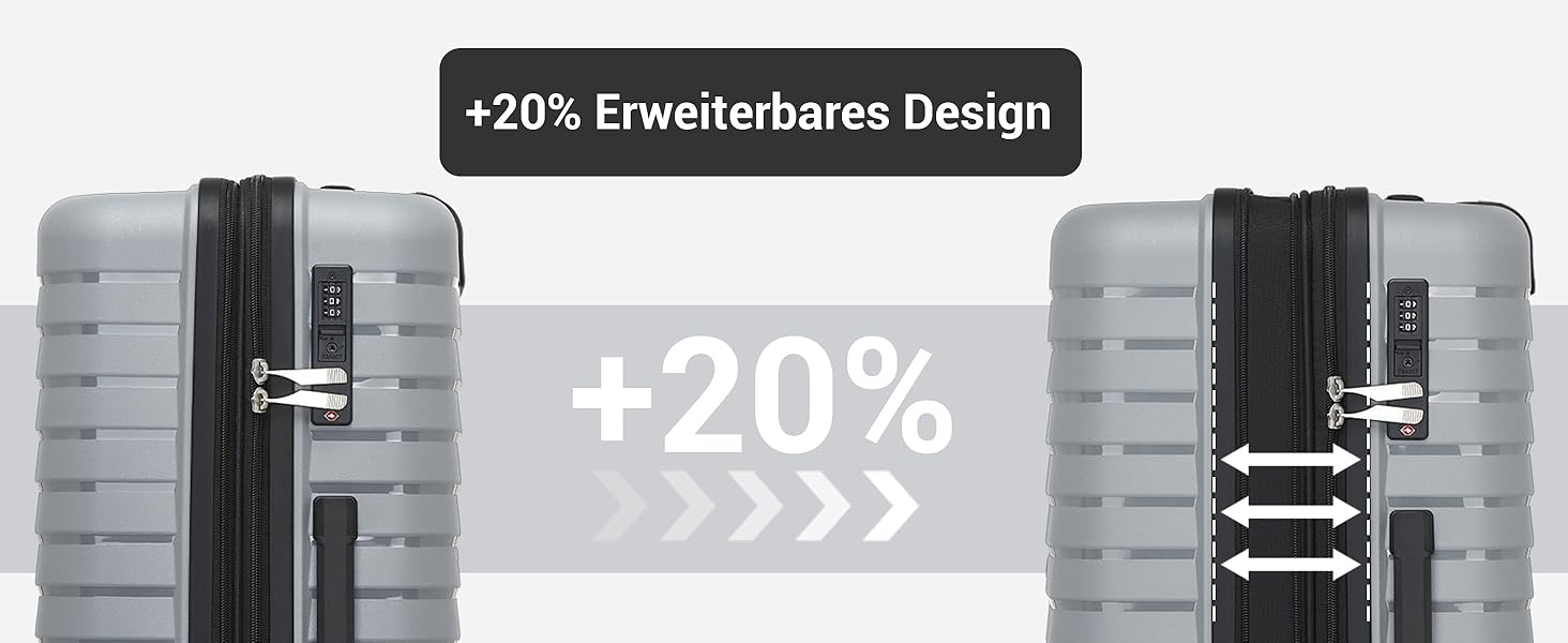 Чемодан KONO середнього розміру з жорстким корпусом, PP, з 4 колесами, розширюваний, легкий, з тримачем для напоїв та TSA замком (зелений, L)