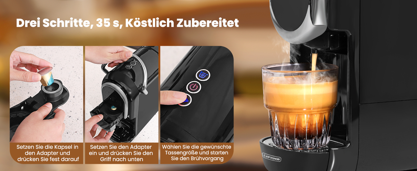 Кавомашина Magician1 Mini Kapselmaschine 5в1 для Nespresso, Dolce Gusto, Lavazza A Modo Mio, ESE 44, кавової гущі | 20 бар, 1450 Вт, LED-дисплей, 7 рівнів води | для дому та офісу, червона