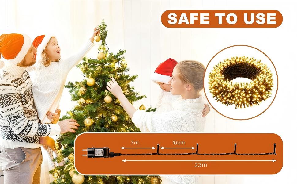 Світлодіодна гірлянда для ялинки та вулиці 500 LED, 20м, теплий білий колір, водонепроникна з таймером та 8 режимами освітлення, зелений кабель