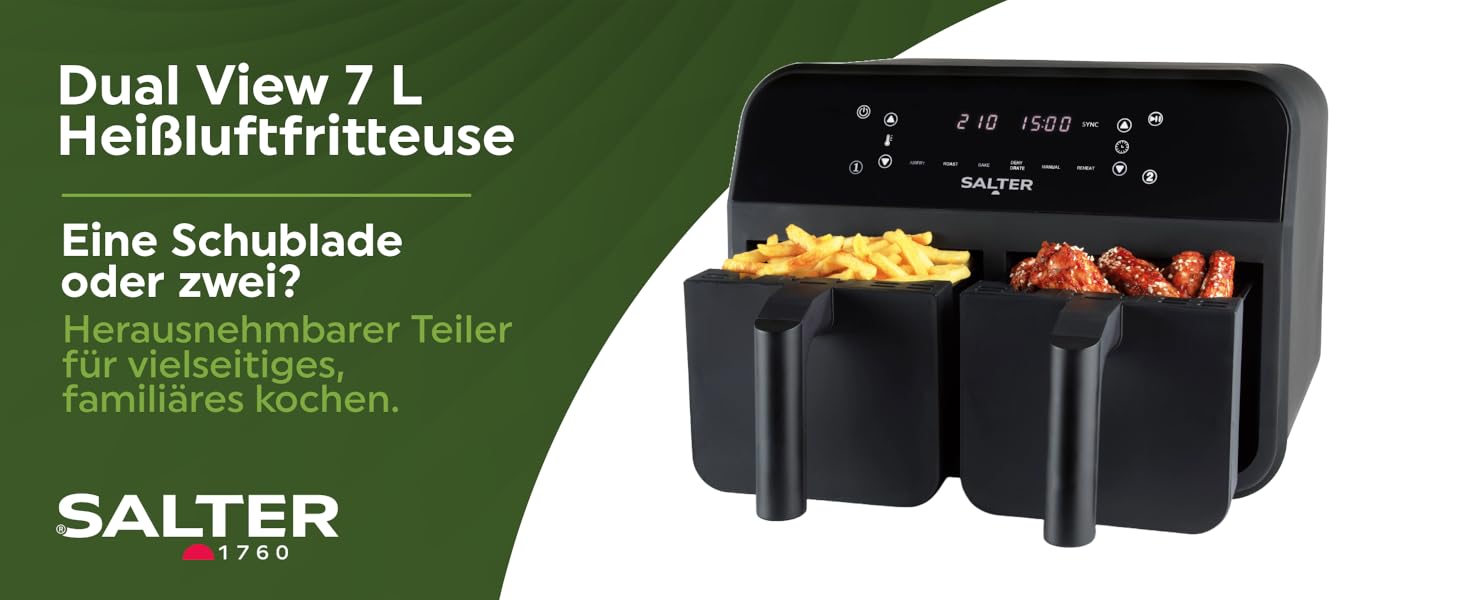 Фритюрниця Salter 4.2 л, ручна, без олії, EK6364VDE – мультикухня для м'яса та риби