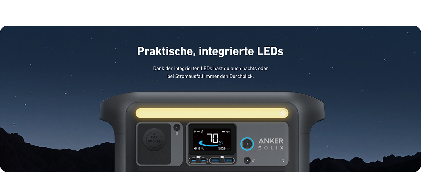 Anker SOLIX C1000 - Портативна електростанція, LiFePO4, 1800W, Швидка зарядка, для кемпінгу та резервного живлення (Сонячна панель опційно)