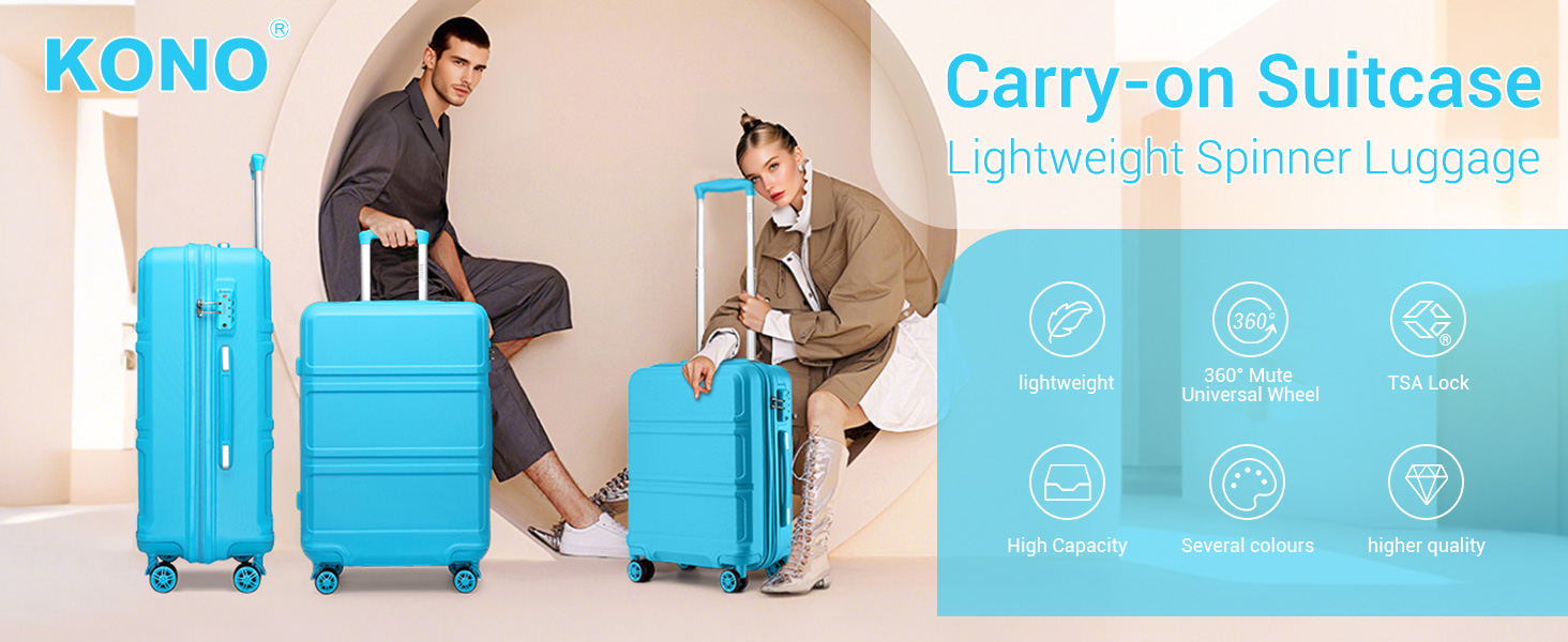 KONO Валіза-Тролей, 65 см, Блакитна - Валіза для подорожей