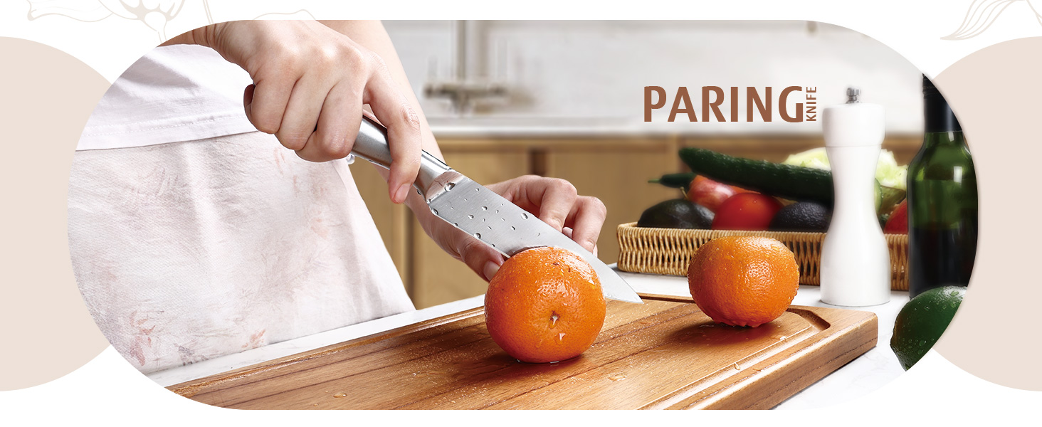 Набір ножів Hecef 6 предметів з підставкою, нержавіюча сталь, кухонні ножі, ергономічні ручки, подарункова коробка