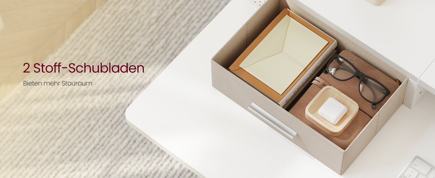 Електричний регульований стіл VASAGLE 120x60 см, білий, з підставкою для монітора, USB-роз'ємами, пам'яттю висоти