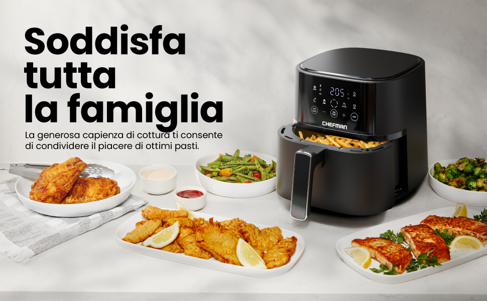Аерофритюрниця Chefman 3.75L з технологією Hi-Fry, сенсорне керування, антипригарне покриття, чорна