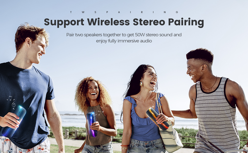 Портативна Bluetooth колонка з підсвічуванням та потужним басом, IPX7, 24 години роботи, вбудований мікрофон, стерео-паринг, для дому та на вулицю (темно-зелений)