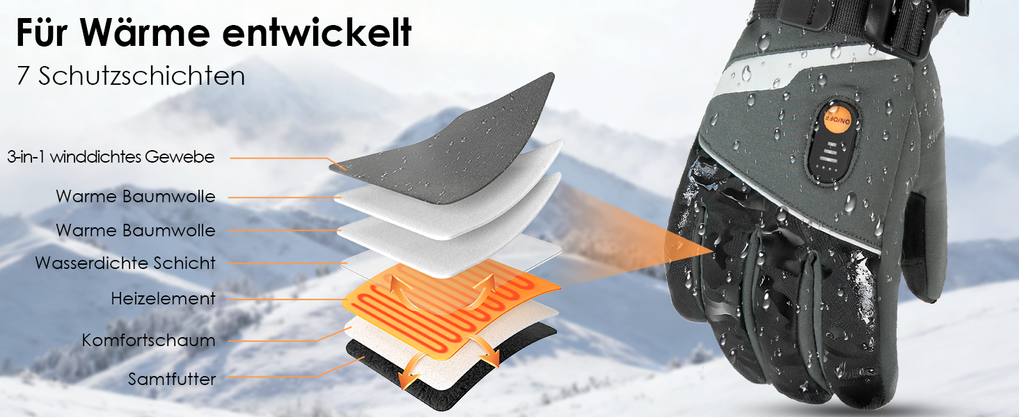 Обогріваючі рукавички Minthouz W11 для чоловіків та жінок, 7.4V, 3 режими нагріву, водонепроникні, з підтримкою сенсорного екрану, для роботи на відкритому повітрі, катання на велосипеді, лижах (XL)