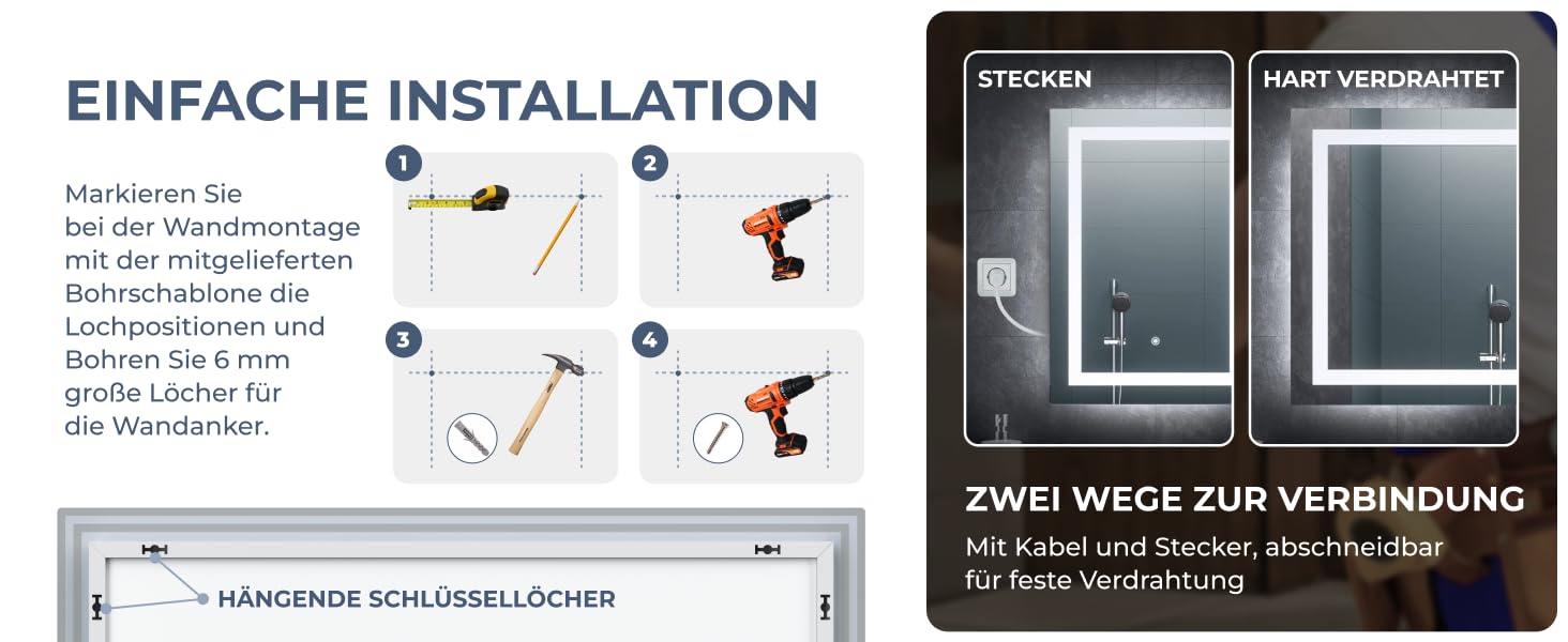 Дзеркало для ванної кімнати BR Bringer LED з підсвічуванням 60x80 см, антизапарник, диммування, 3 кольори світла, сенсорне управління, модель BRS102