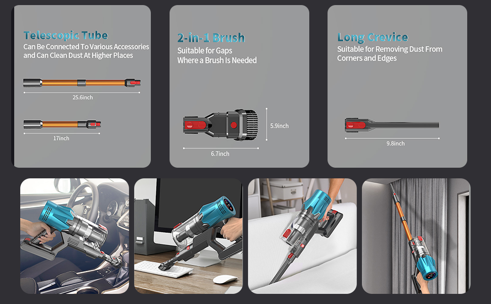 Bergxperten Orizom: Акумуляторний пилосос з автоматичним визначенням пилу, 60 хв роботи, без мішка, для килимів, твердих підлог та шерсті тварин, 550 Вт, оранжевий