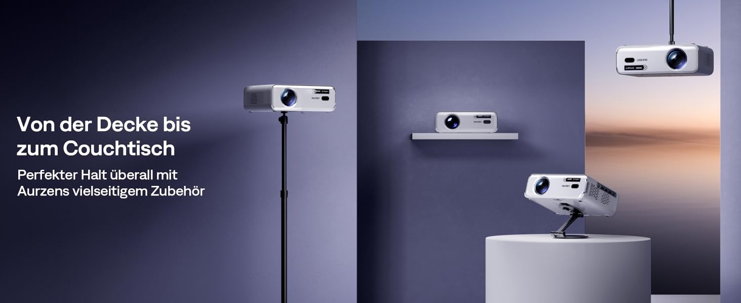 Aurzen Eazze D1 Smart Beamer: 4K проєктор для дому з Wi-Fi, Bluetooth, Netflix, Dolby Audio, автофокусом та корекцією трапеції. Підтримує Full HD 1080P. Білий (GTV)