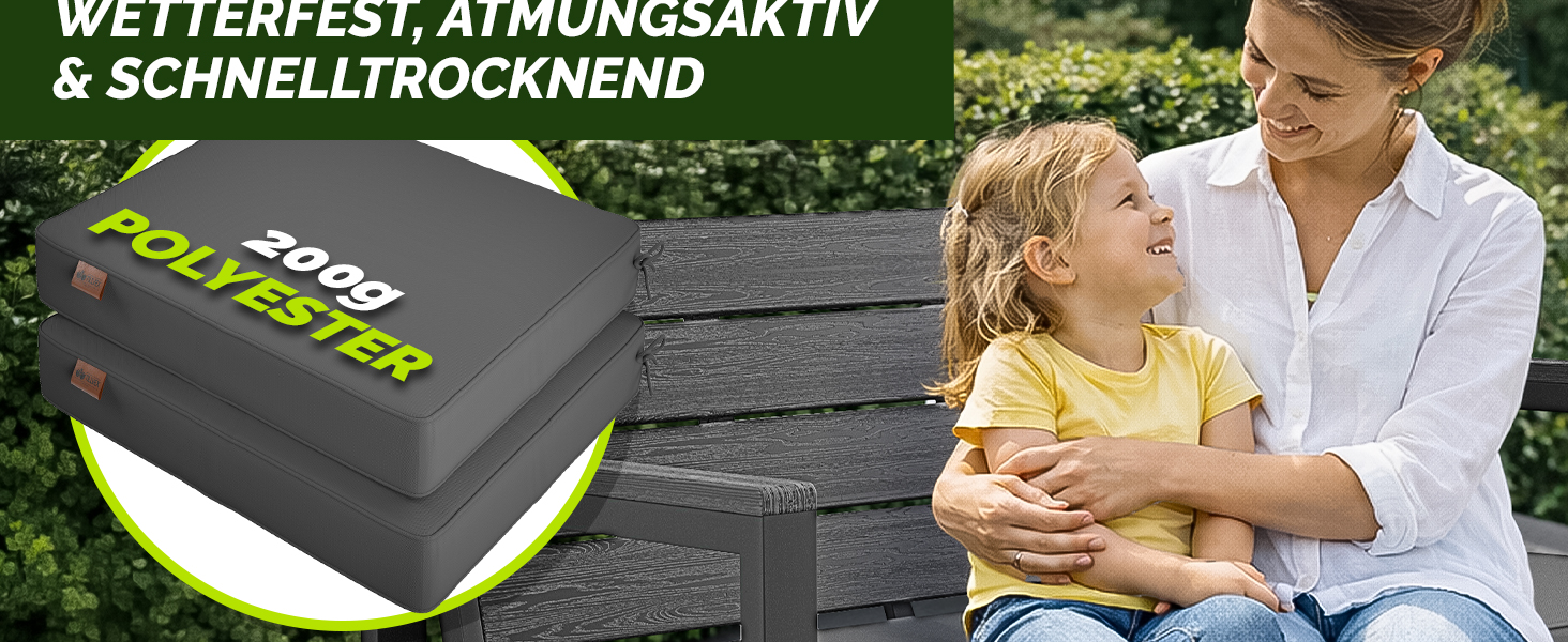 Садова лавка Tillvex® 3-4 місця з подушками та чохлом, вулична, стійка до погодних умов, деревоподібна, до 300 кг, антрацит 150 см