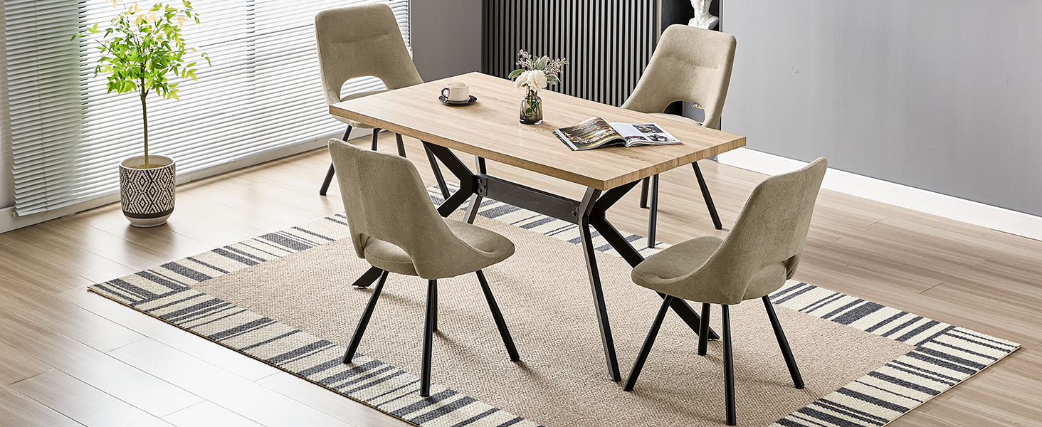 Набір з 4-х обідніх стільців, 180° поворотні, з м'яким сидінням, матеріал: бавовна-кашемір, сучасний дизайн, металеві ніжки, колір: хакі