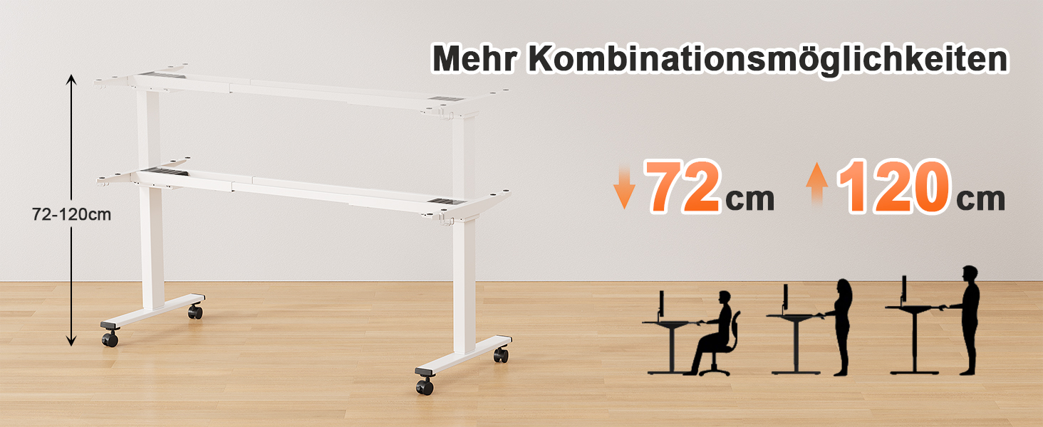 Регульований стіл JUMMICO з міцним підйомним механізмом (2 мотори, 3 пам'яті) 100x140 см, білий