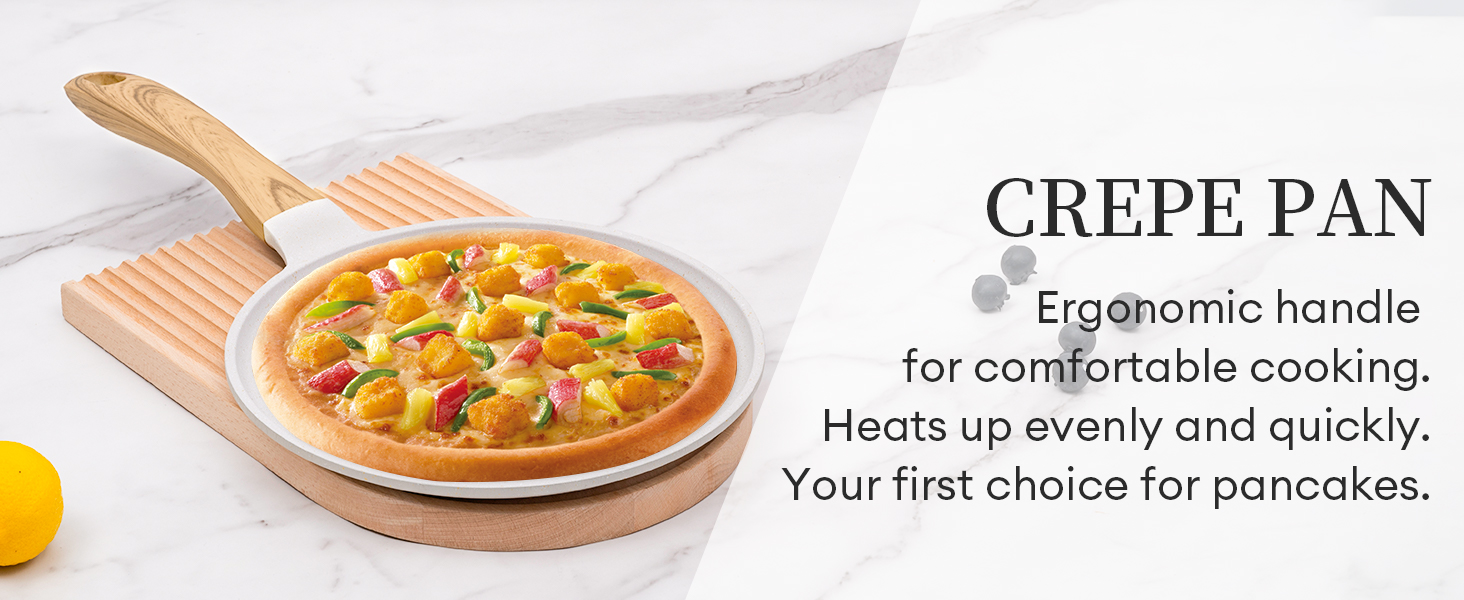 Сковорода для крепів та панкейків JEETEE з гранітно-антипригарним покриттям, 28 см, бежева