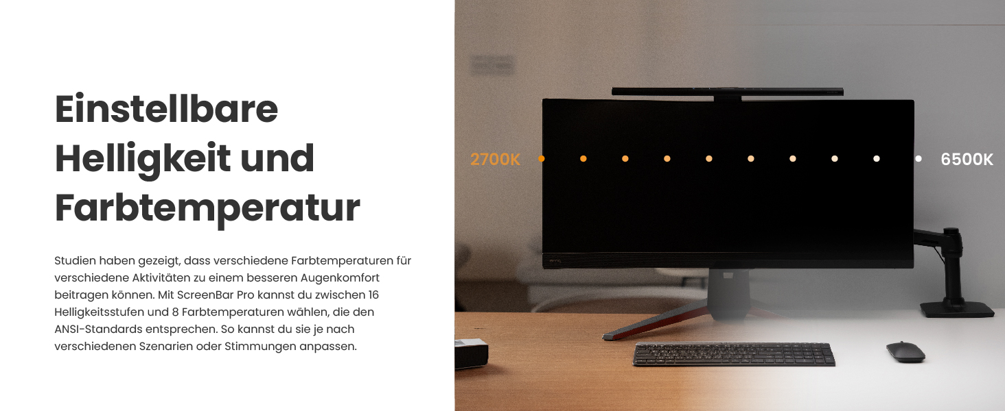 BenQ ScreenBar Pro – LED лампа для монітора: без відблисків, авто вкл/викл, універсальна кріплення, широке освітлення, регулювання кольору та яскравості, автоматичне регулювання, чорний колір