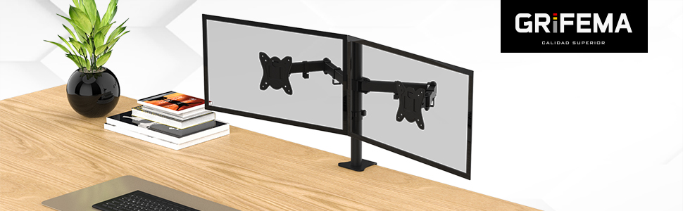 Підставка для монітора GRIFEMA Dual Arm - 2 монітори, 13-32 дюйми, регулювання висоти, поворот, VESA 75x75/100x100, до 9 кг