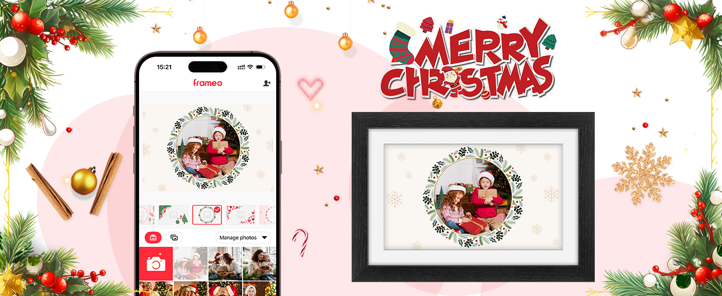 Цифровий рамка для фотографій з дерева, Wi-Fi, 32GB, 10.1 дюйма, IPS сенсорний екран, Frameo APP, подарунок, дуб (чорний дуб)