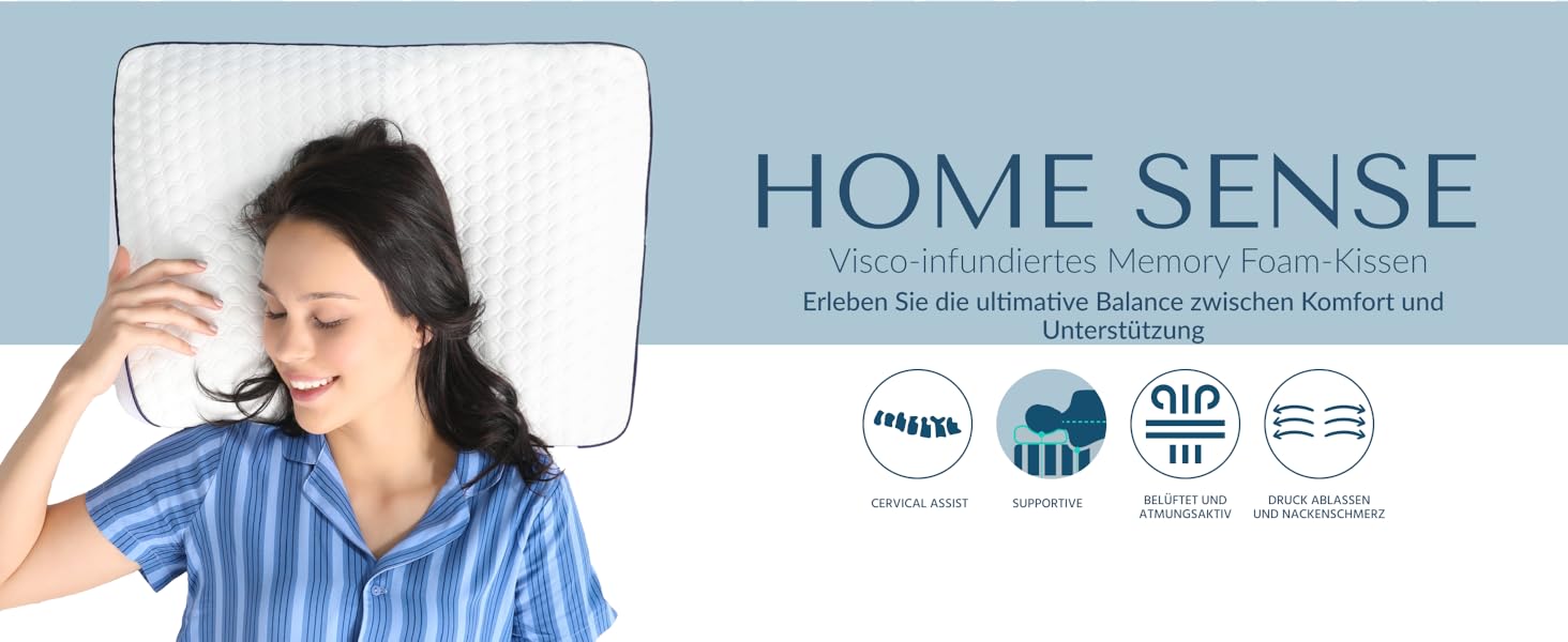 Подушка для підтримки шиї Home Sense Memory Foam 40x60 см, ортопедична, яку можна прати, висота 13 см, без ароматизаторів