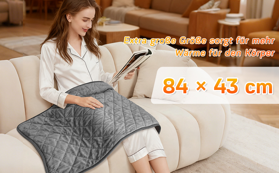 Електричний гріючий килимок 84 x 43 см з автовимкненням, 9 температурних режимів, таймер, для спини, шиї, плечей