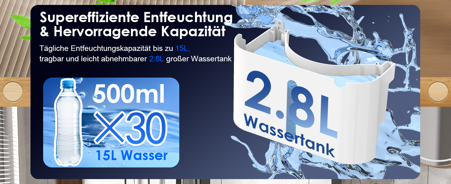 Електричний осушувач повітря 15L, тихий, з таймером 24H, захистом від переливу, дитячим блокуванням, для квартири, підвалу (білий)